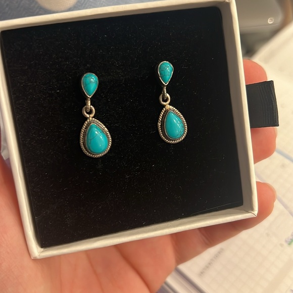 Silver 925 and turquoise stone earrings - Picture 2 of 2